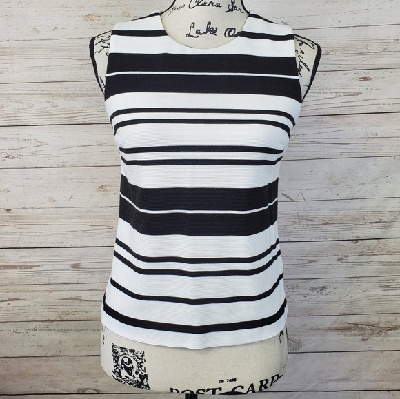 Calvin Klein Tops - Calvin Klein Black & White Striped Ribbed Top